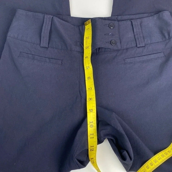 Navy blue office professional straight  leg womens flare leg pull on pants sz 10 - Picture 7 of 13